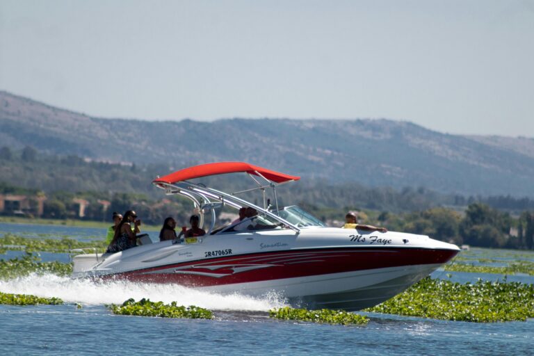 People riding a speedboat